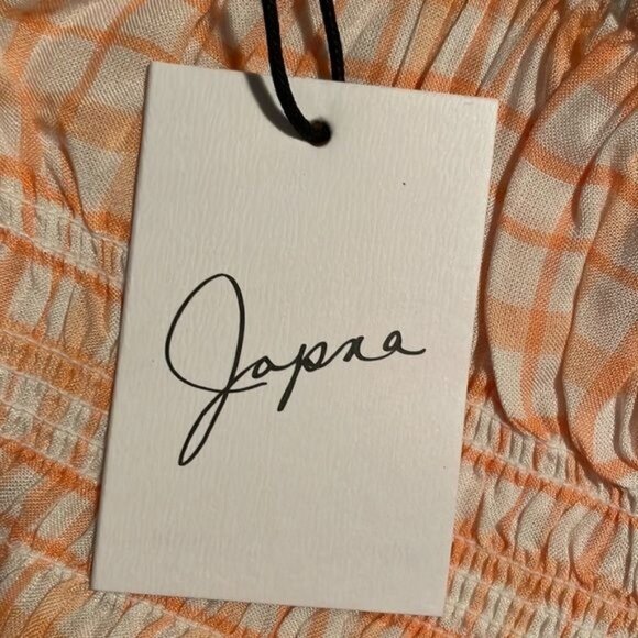 Japna Crop Top Elastic Midriff NWT Orange Plaid Womens XS - Picture 4 of 4